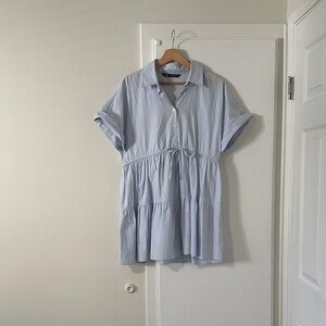 Zara Light Blue Short Sleeve Tiered Mini Dress
